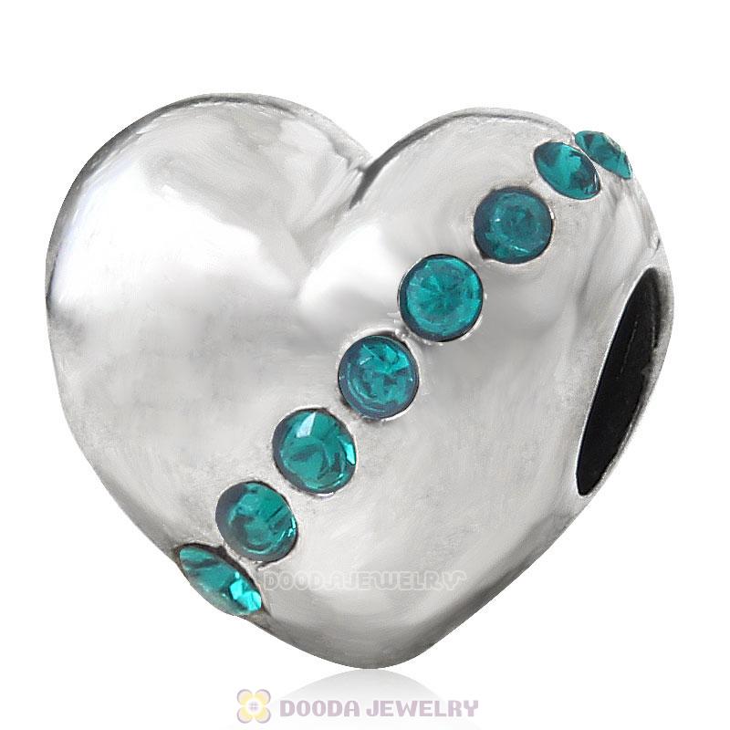 925 Sterling Silver Emerald Crystal Mother Heart Love Bead