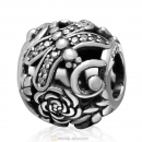 925 Sterling Silver Dragonfly Meadow with Clear CZ Bead