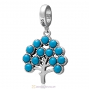 925 Sterling Silver Dangle Natural Turquoise Family Tree Charm