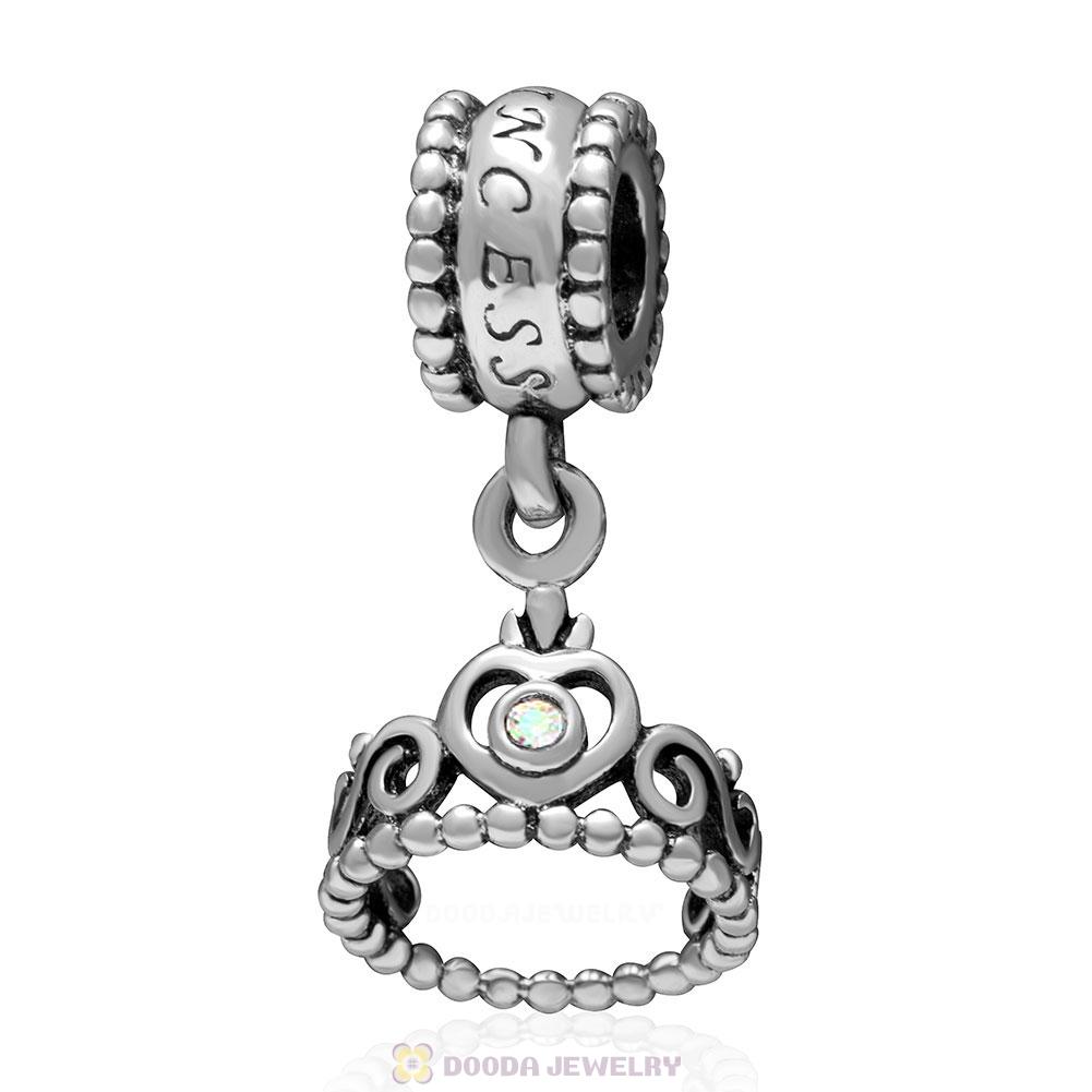 European Sterling Silver My Princess Dangle With Crystal AB Austrian Crystal