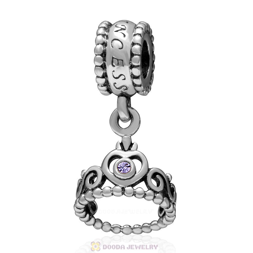 European Sterling Silver My Princess Dangle With Tanzanite Austrian Crystal