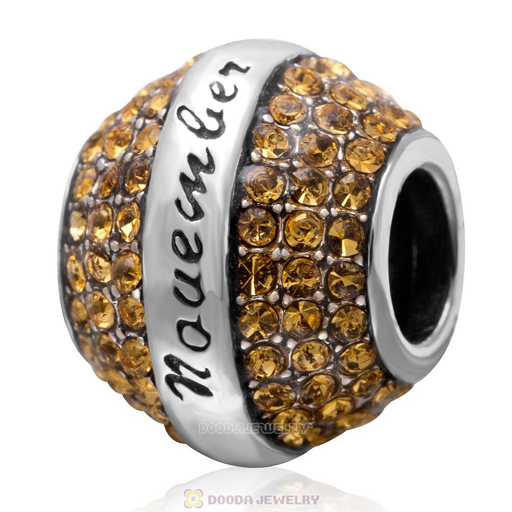 925 Sterling Silver November Birthstone Round Bead