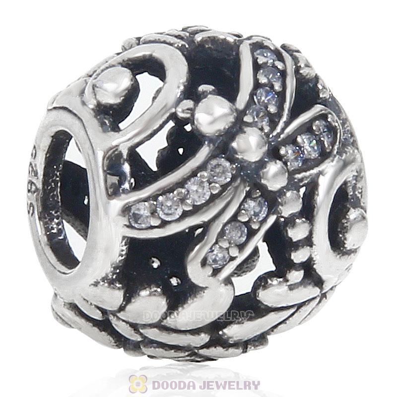 925 Sterling Silver Dragonfly Meadow with Clear CZ Bead
