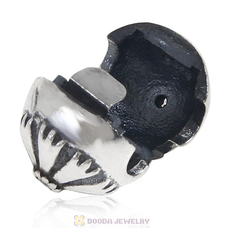 925 Sterling Silver Friendship Flower with Clear CZ Clip Bead Charm