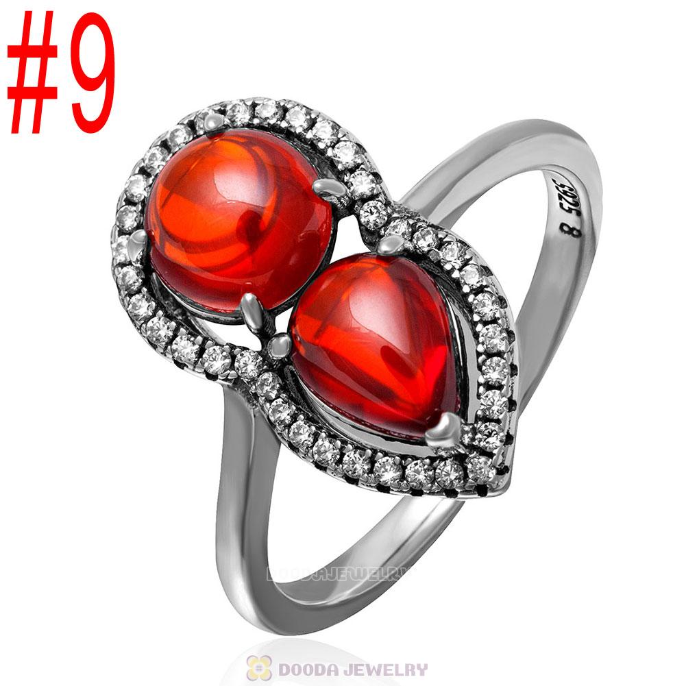 European 925 Sterling Silver Woman Ring Gourd with Clear Cz