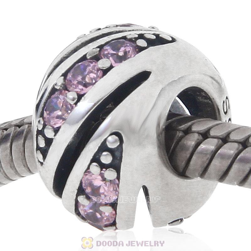925 Sterling Silver Pink Cubic Zirconia Bead