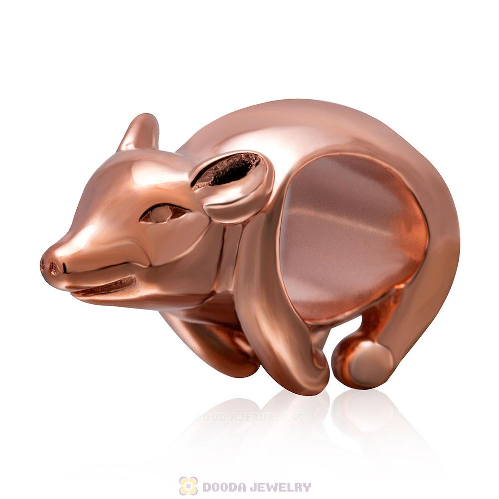 925 Sterling Silver Rose Gold Kangaroo Charm Bead