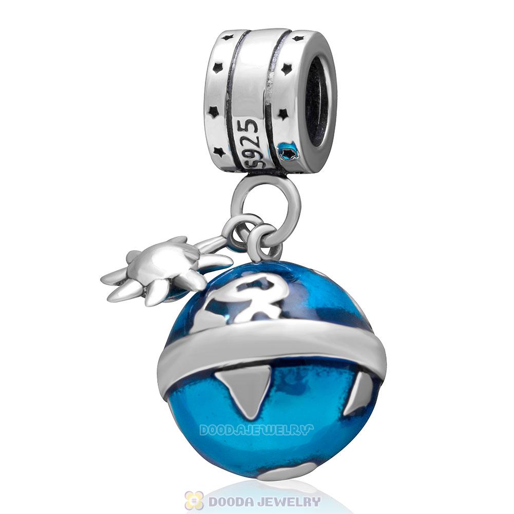 925 Sterling Silver Around the World Earth Dangle Charm