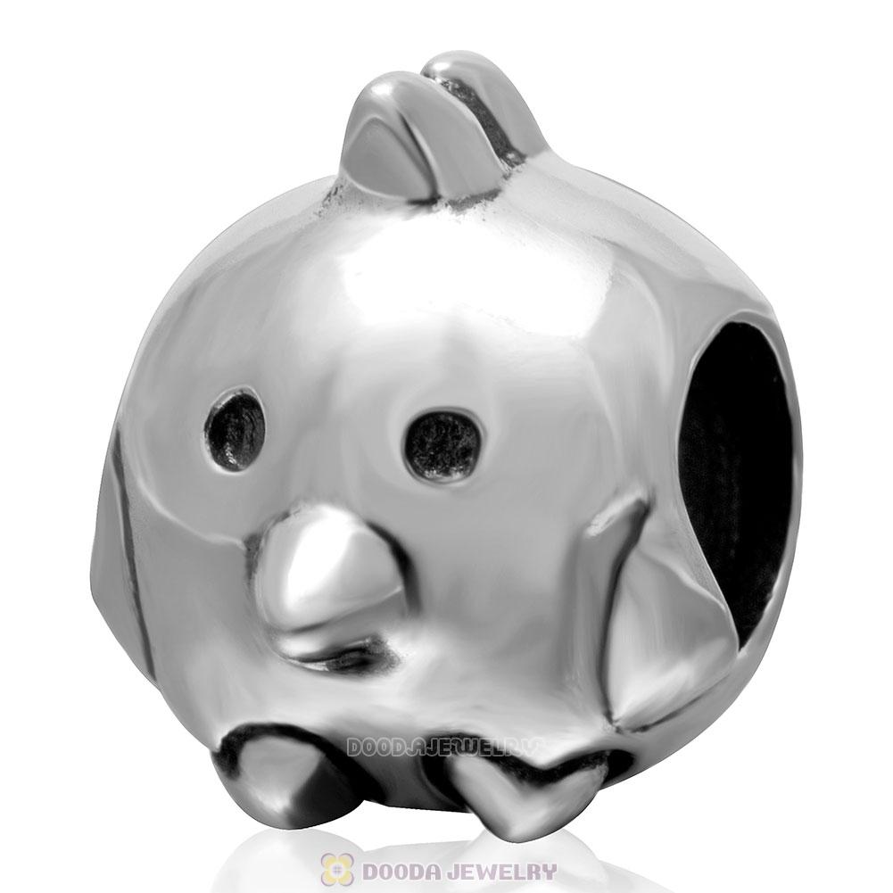 925 Sterling Silver Charming Chicken Bead