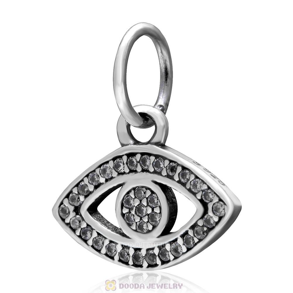 Evil Eye 925 Sterling Silver Symbol of Insight Clear Cz Charm