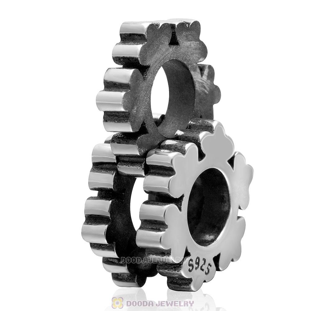 Antique 925 Sterling Silver Snowflake Charm Bead  