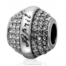 925 Sterling Silver April Birthstone Round Bead