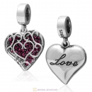925 Sterling Silver Rose Crystal Heart Love Pendant Charm
