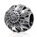 925 Sterling Silver Sunflower Charm with Clear Zircon Stone