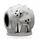 925 Sterling Silver Merry Christmas Reindeer White Enamel Charm Bead