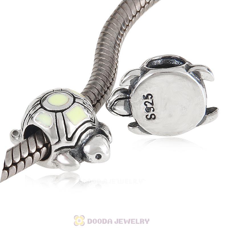 European Style Silver Beads Enamel Tortoise