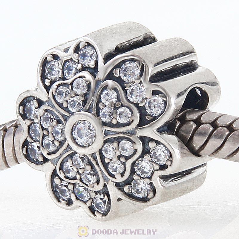 925 Sterling Silver Clear Zircon Stone Primrose Love Charm