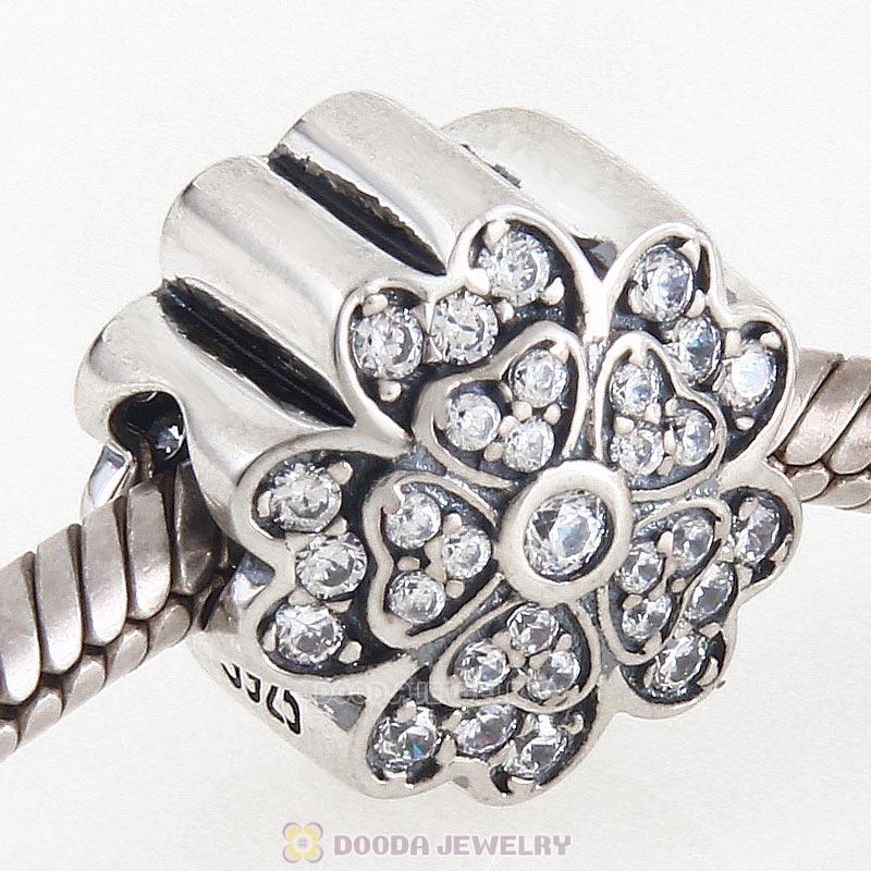 925 Sterling Silver Clear Zircon Stone Primrose Love Charm