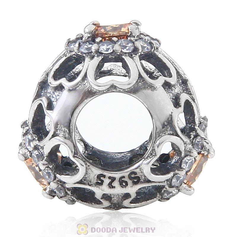 925 Sterling Silver Brilliance Charm Champagne Stone Bead