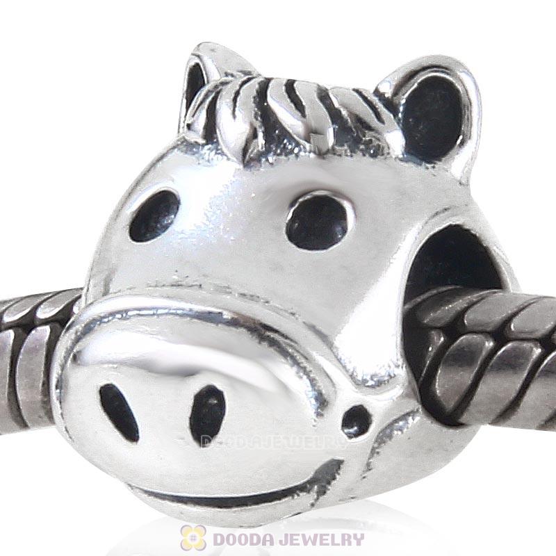 925 Sterling Silver Cute Horse Animal Charm Bead