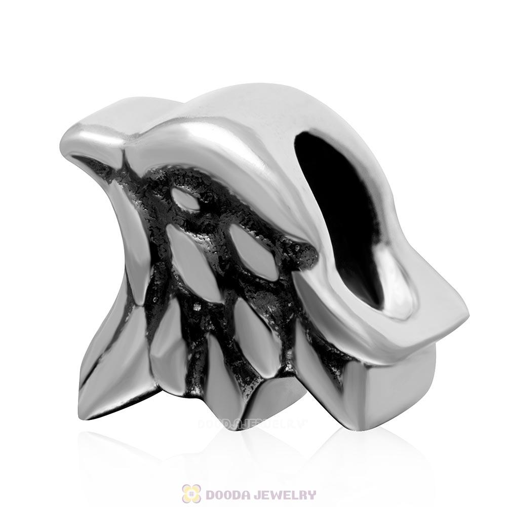 Solid Antique 925 Sterling Silver Eagle Head Charm Bead