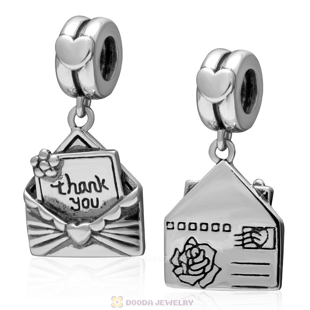 925 Sterling Silver Thank You Envelope Dangle Charm