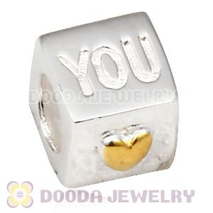 Gold Plated Love Charm Jewelry S925 Silver Beads Love You