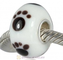 Environmental lampwork glass footprint paw beads 925 sterling silver core suit European style jewelry