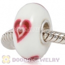 Painted Red Heart Murano Glass Beads 925 Sterling Silver European Compatible