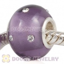 Kerastyle Silver Polished Glass Purple Bead with Austrian crystal Accents suit European Bracelet