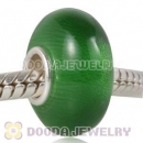 Green Murano Glass Cat Eye Bead 925 silver core suit European Largehole Jewelry Bracelet