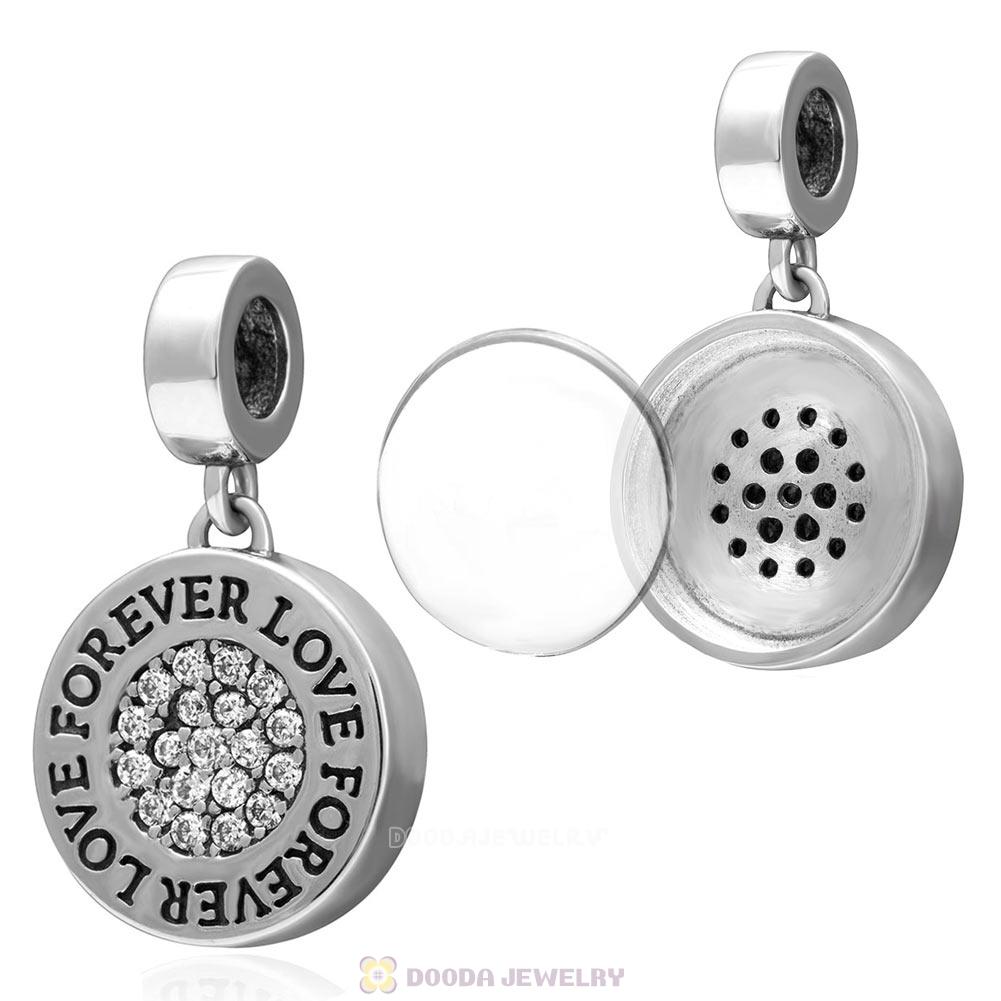 925 Sterling Silver Dangle Love Forever Personalized Photo Charm Pendant
