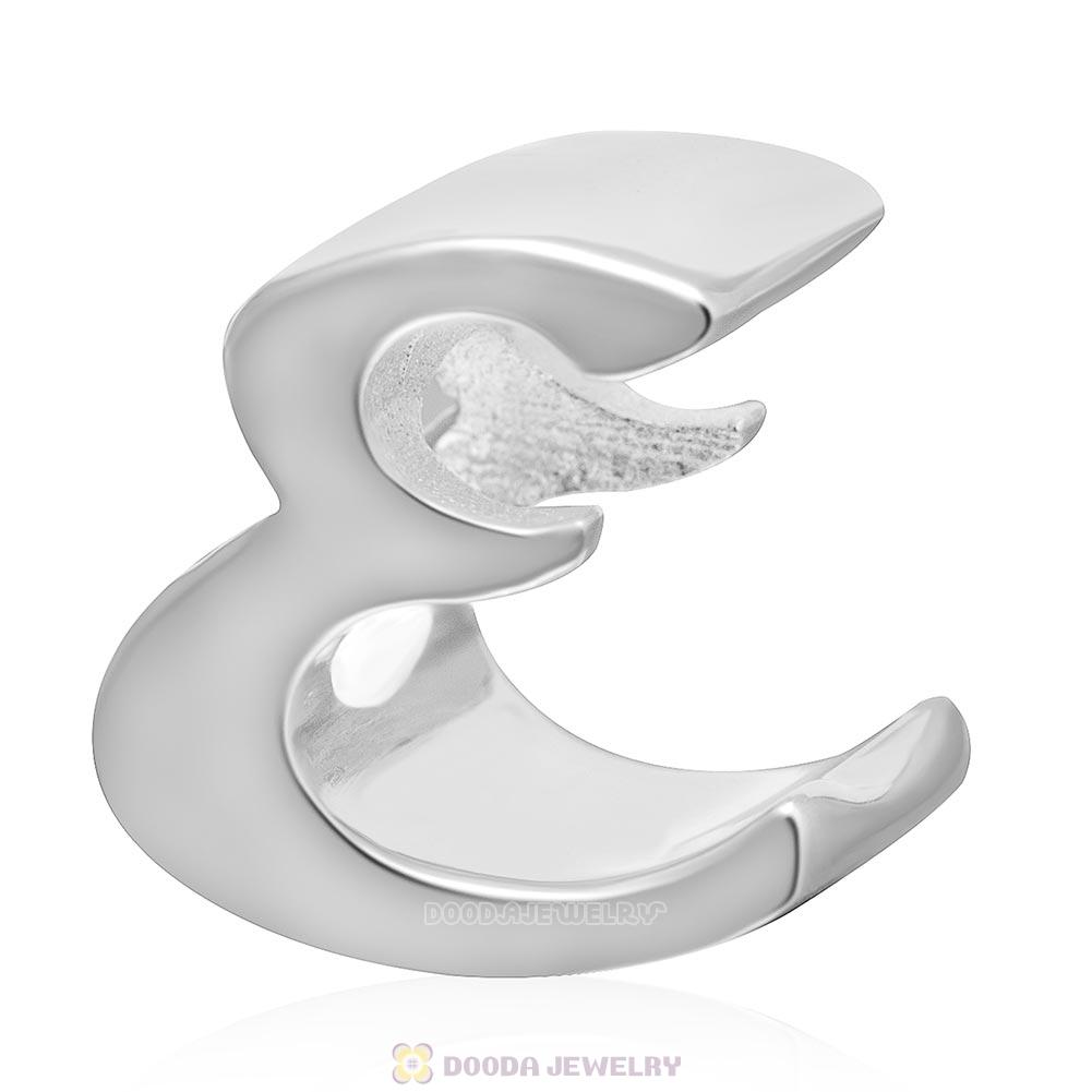 DIY 925 Sterling Silver Alphabet Letter E Charm Beads