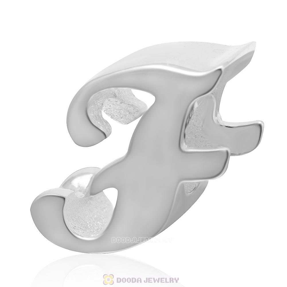 DIY 925 Sterling Silver Alphabet Letter F Charm Beads