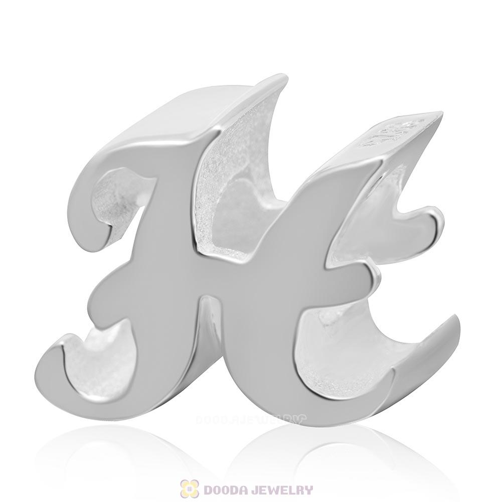 DIY 925 Sterling Silver Alphabet Letter H Charm Beads