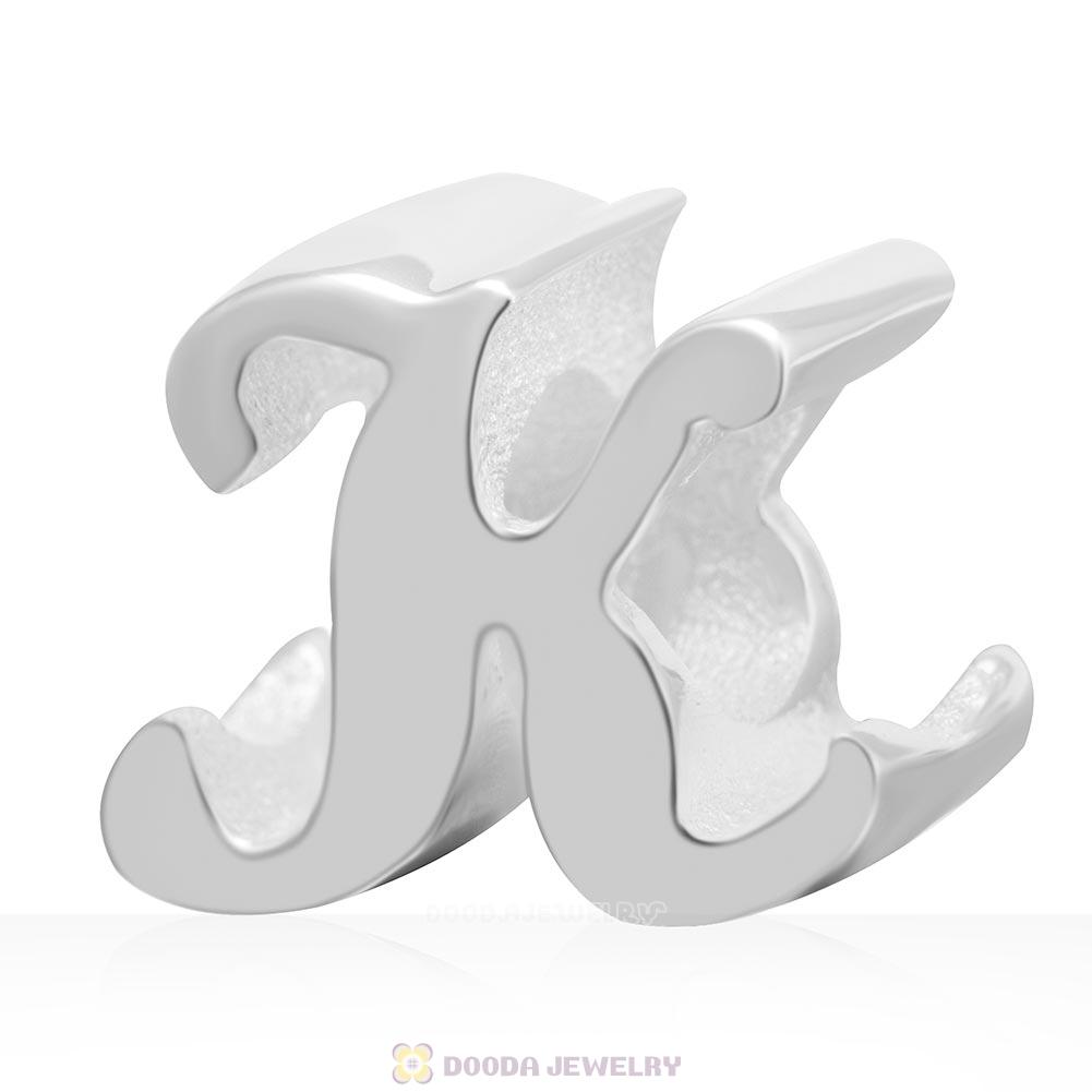 DIY 925 Sterling Silver Alphabet Letter K Charm Beads