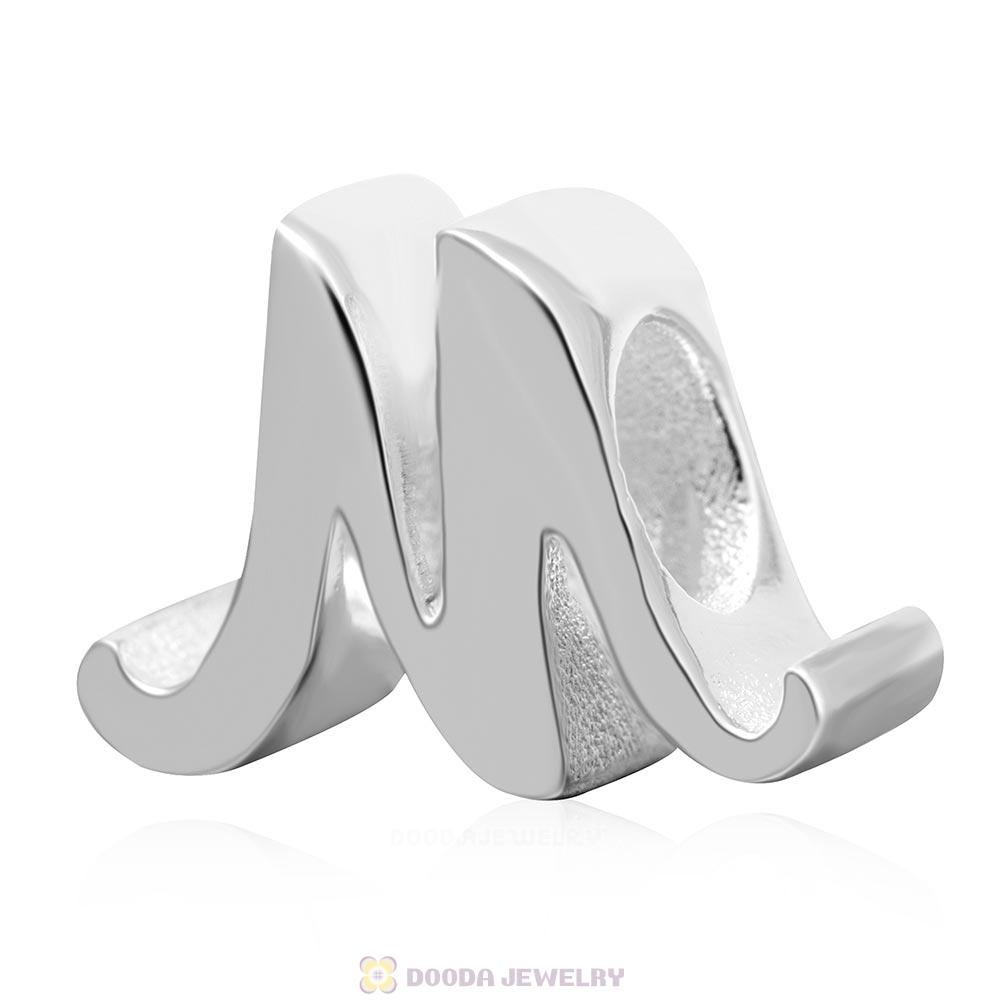 DIY 925 Sterling Silver Alphabet Letter M Charm Beads