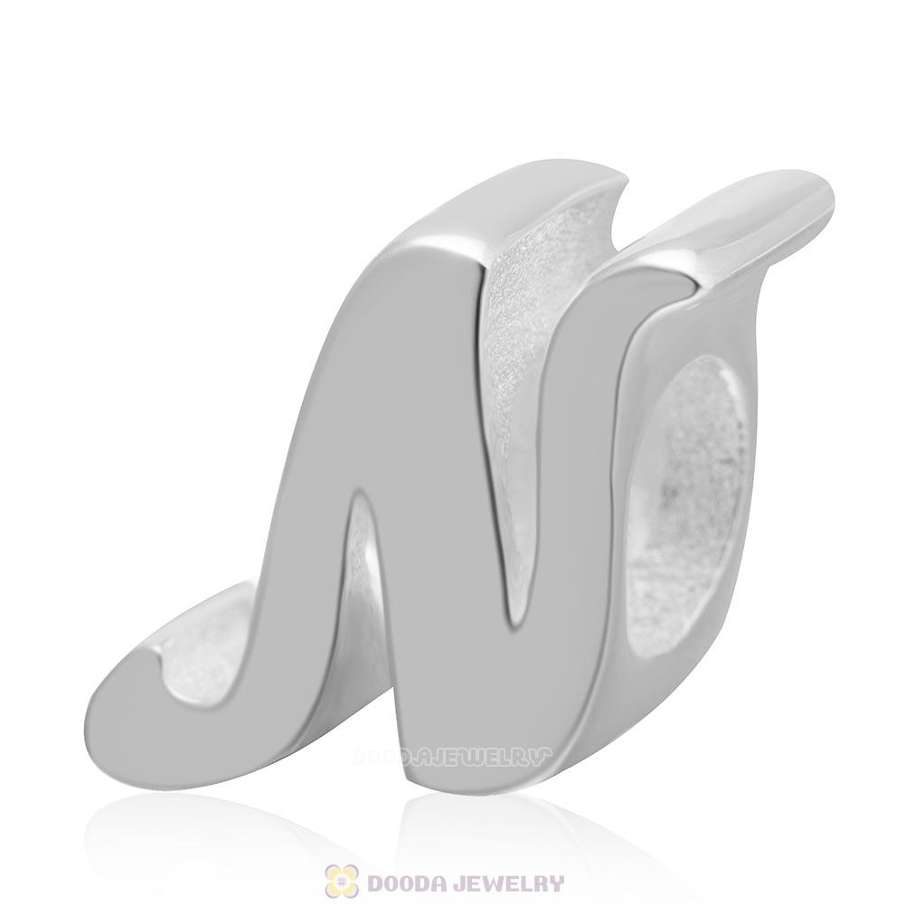 DIY 925 Sterling Silver Alphabet Letter N Charm Beads