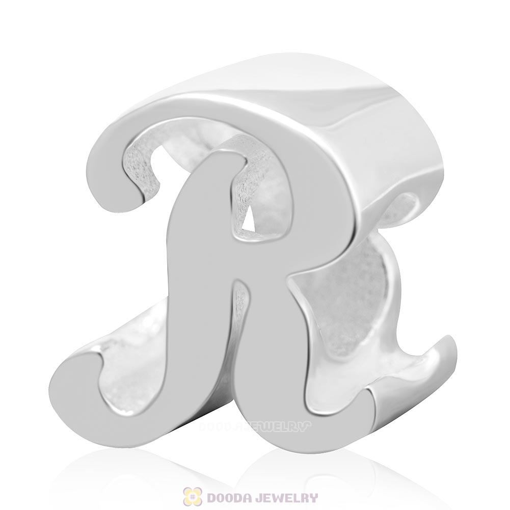DIY 925 Sterling Silver Alphabet Letter R Charm Beads