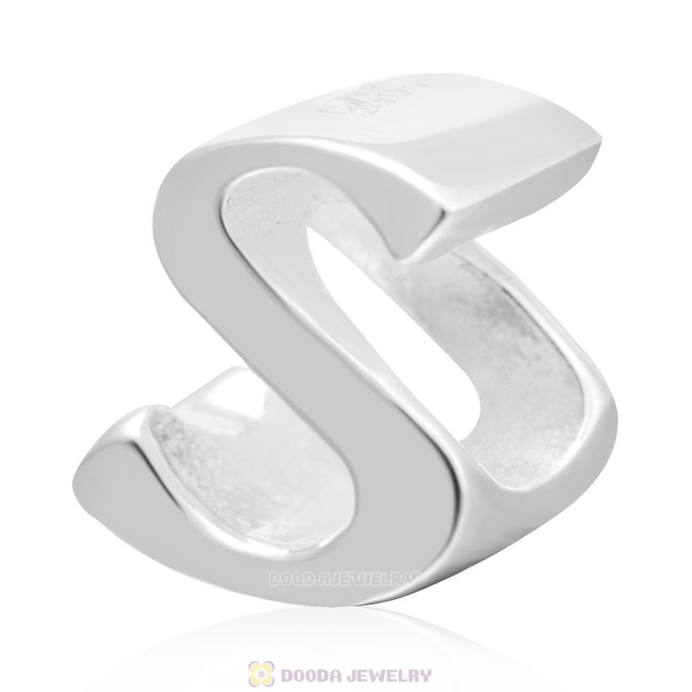 DIY 925 Sterling Silver Alphabet Letter S Charm Beads