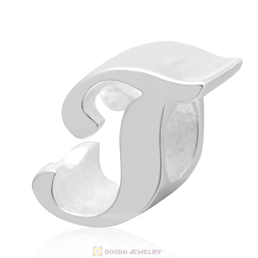 DIY 925 Sterling Silver Alphabet Letter T Charm Beads