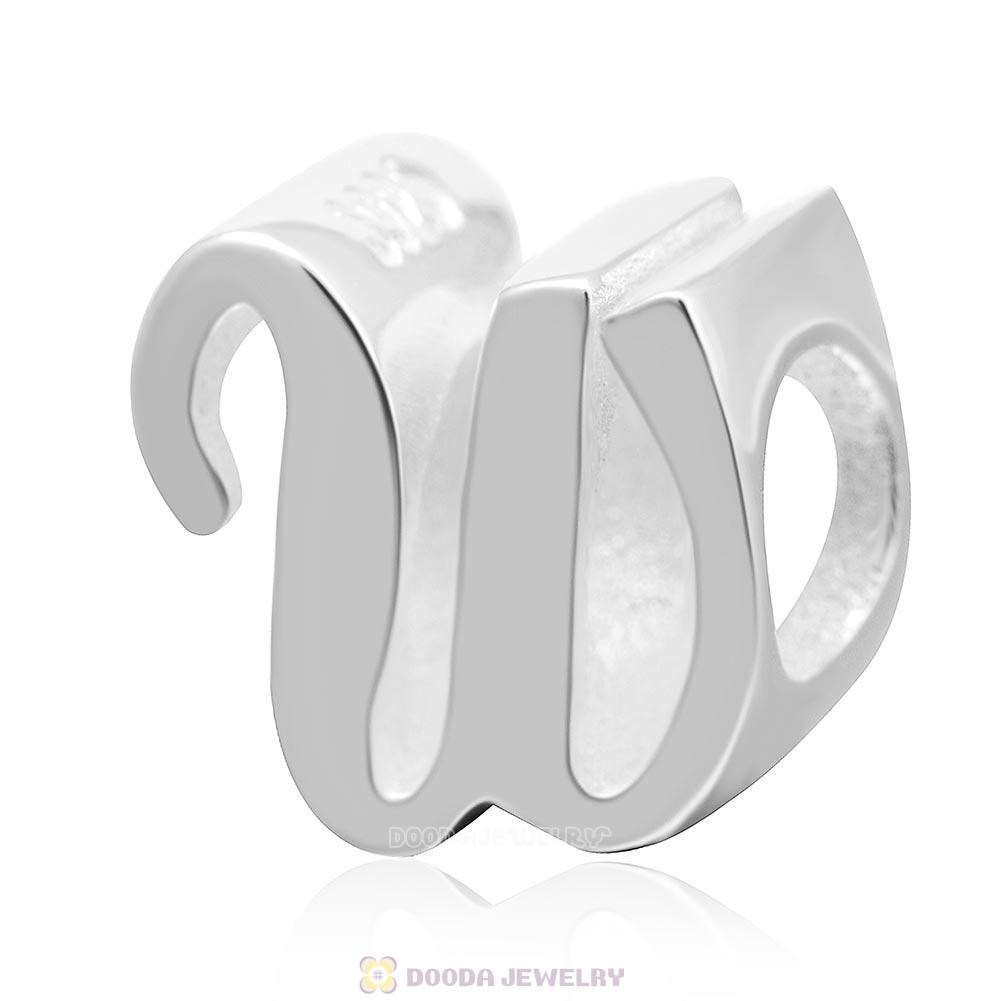 DIY 925 Sterling Silver Alphabet Letter W Charm Beads