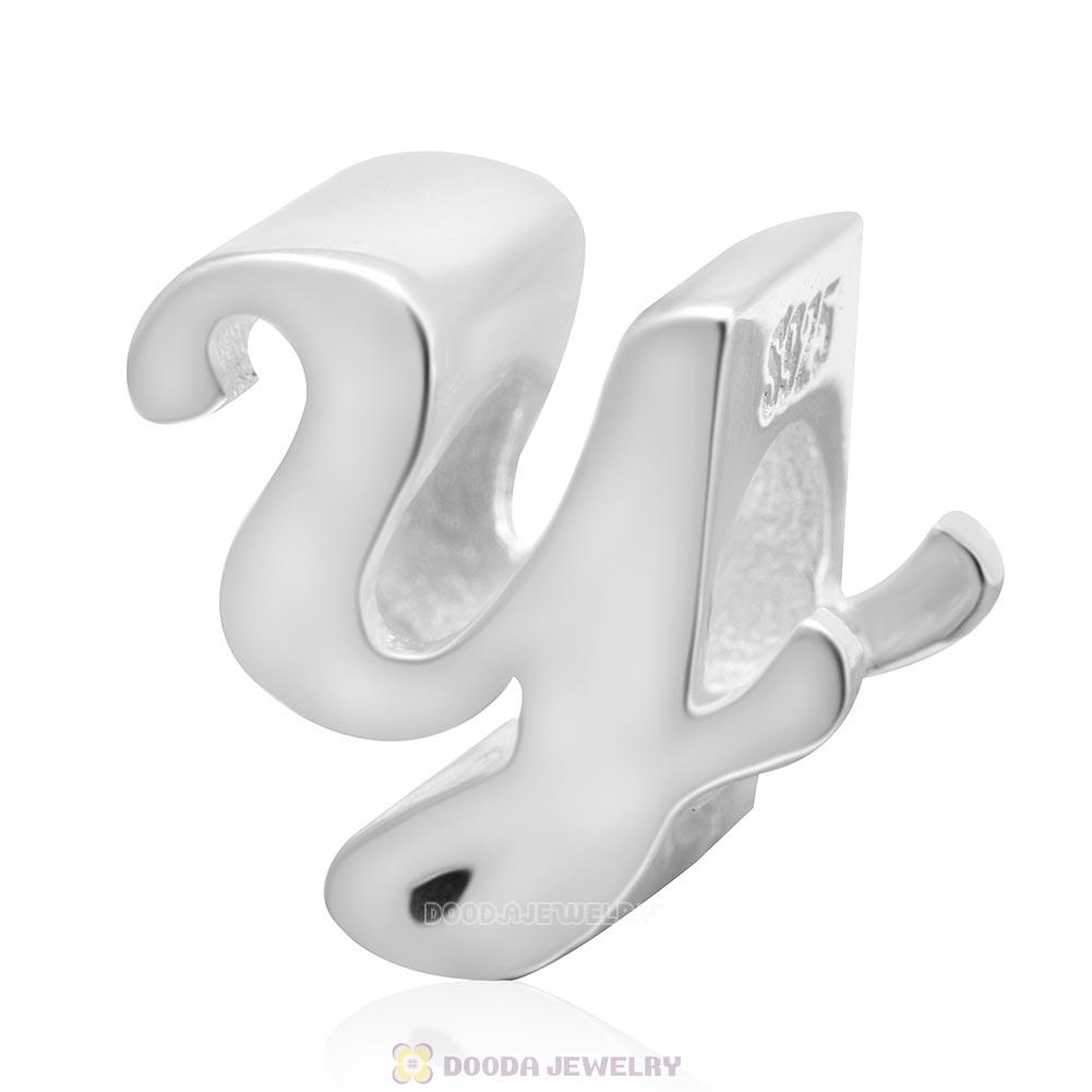 DIY 925 Sterling Silver Alphabet Letter Y Charm Beads