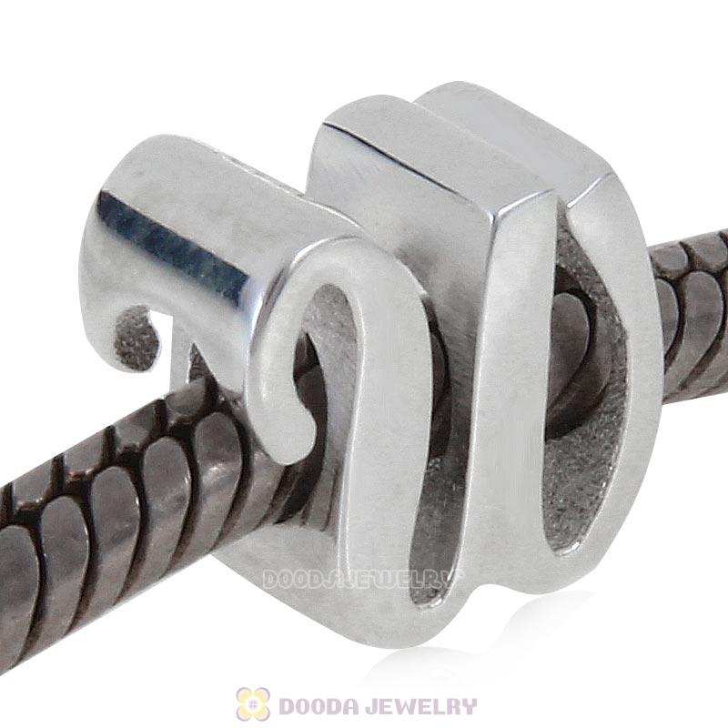 DIY 925 Sterling Silver Alphabet Letter W Charm Beads