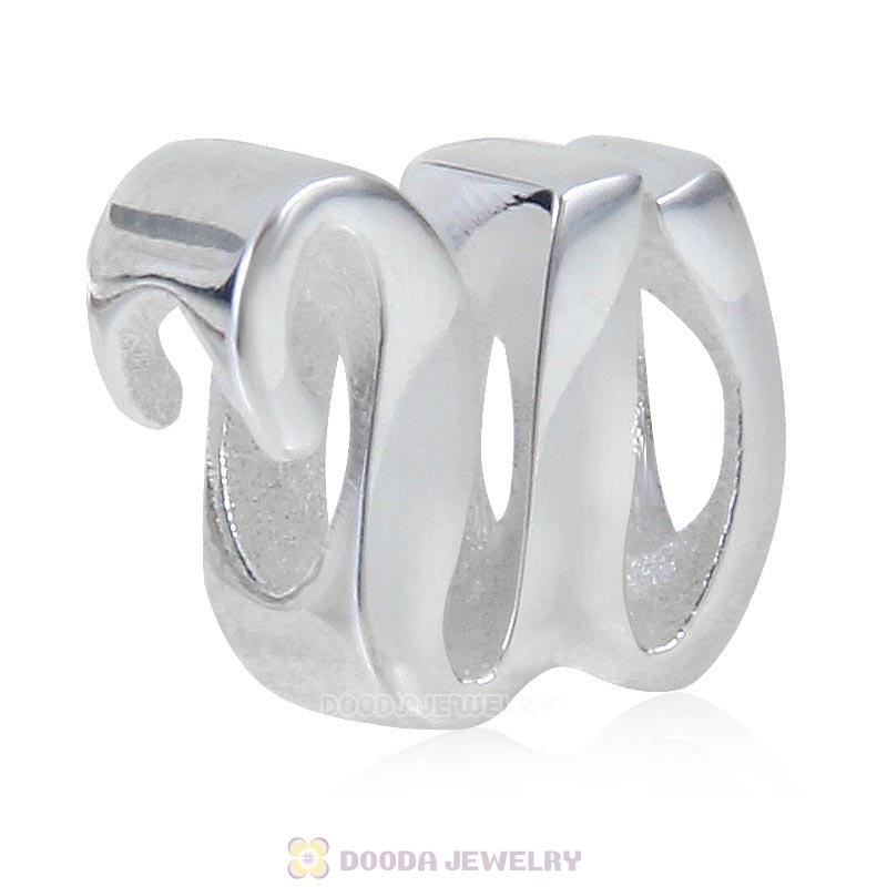 DIY 925 Sterling Silver Alphabet Letter W Charm Beads