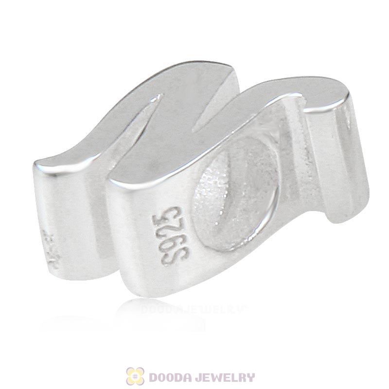 DIY 925 Sterling Silver Alphabet Letter N Charm Beads