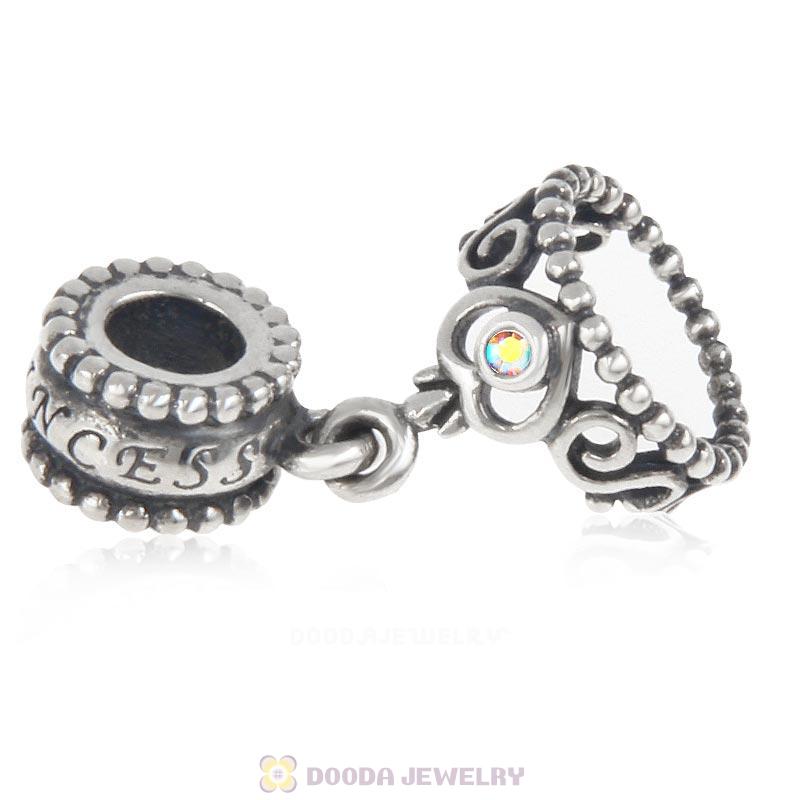 European Sterling Silver My Princess Dangle With Crystal AB Austrian Crystal