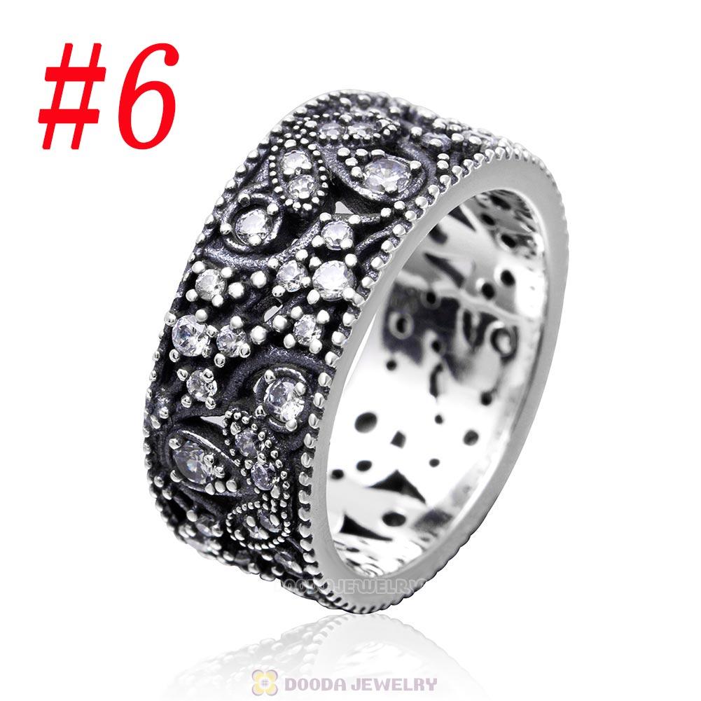 925 Sterling Silver Shimmering Leaves Ring with Clear CZ