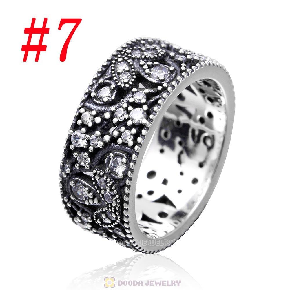 925 Sterling Silver Shimmering Leaves Ring with Clear CZ