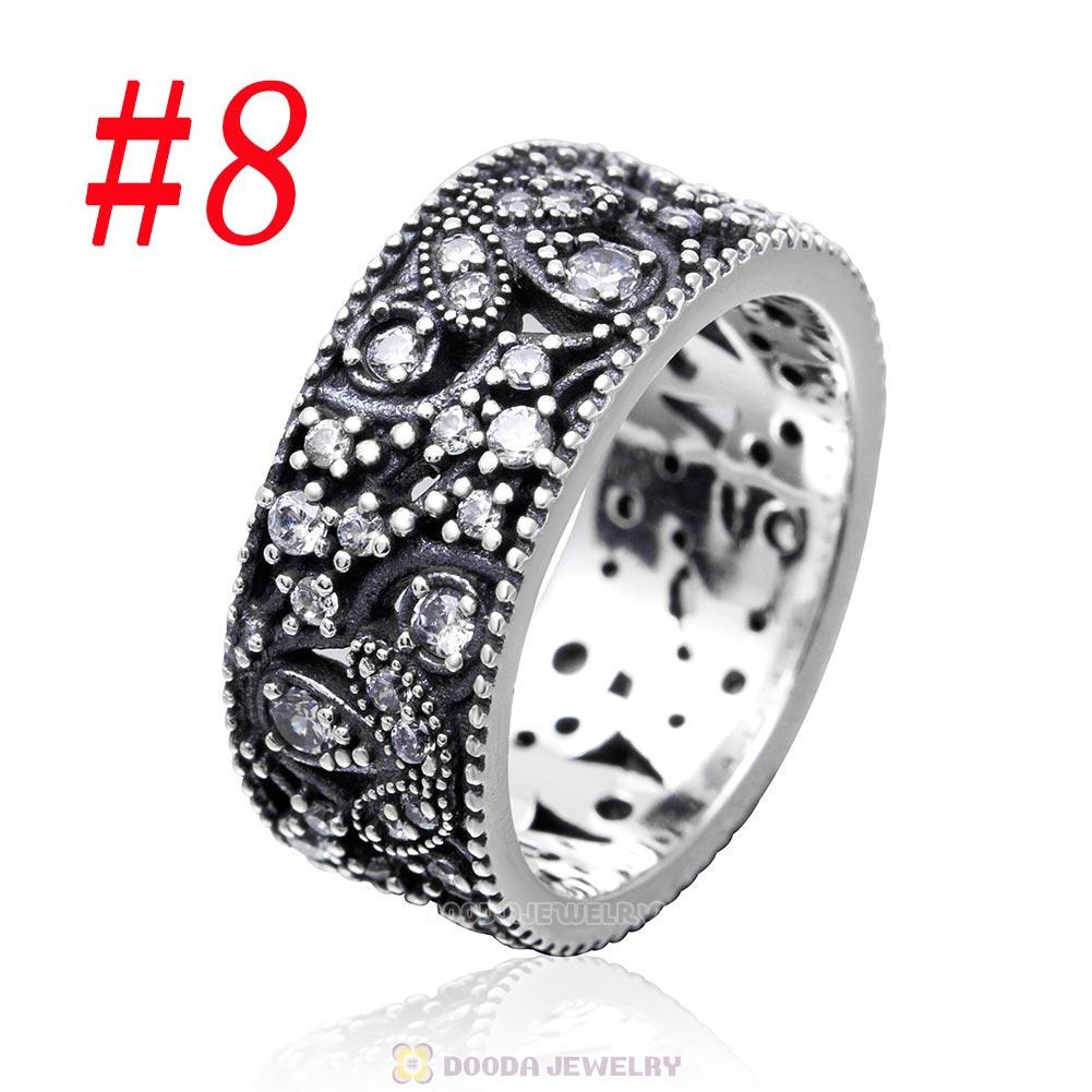 925 Sterling Silver Shimmering Leaves Ring with Clear CZ